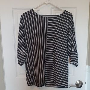 Apt. 9 Black and White Striped Blouse